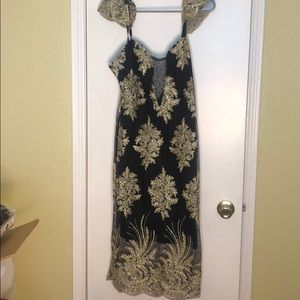 Sequin Embroidered Little Black Dress